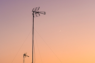 Silhouette of antenna at sunset in Seville, Andalusia, Spain