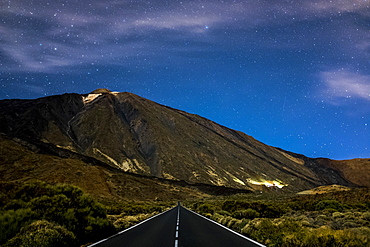 Mount Teide and highway in Tenerfie, Spain