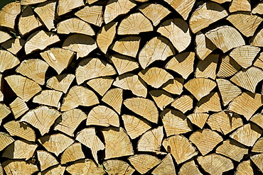 Ends of stacked split firewood