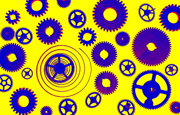 Illustration of cogs on yellow background