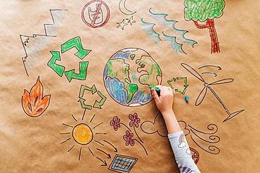 Girl drawing eco friendly poster 