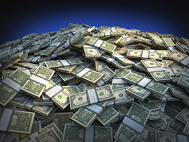 Heap of one dollar banknotes