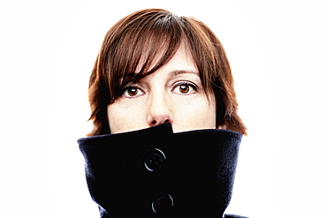 Portrait of woman on white background