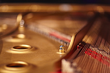 Close-up of piano strings