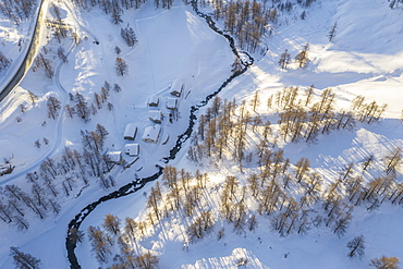 Switzerland, Canton Wallis, Simplon pass, Mountains on sunny day in winter