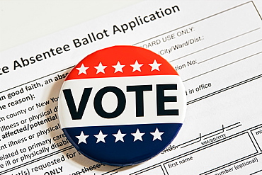 Vote pin on absentee ballot application