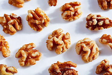 Walnuts on white background