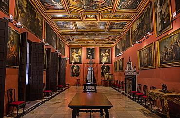 Spain, Seville, Portrait room in Archbishops Palace of Seville