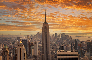 USA, New York, New York City, Empire State Building at sunset