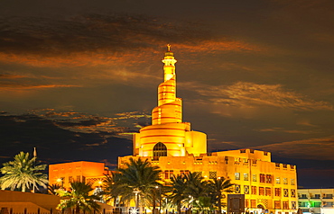 Doha, Qatar, Abdullah Bin Zaid Al Mahmoud Islamic Cultural Center at night