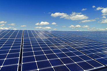 Solar panels and blue sky