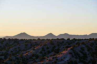 USA, New Mexico, Lamy, Galisteo Basin Preserve, Evening sky over Galisteo Basin Preserve