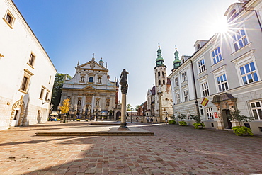 Poland, Lesser Poland, Krakow, Saints Peter and Paul Church and St. Andrews Church seen from St Mary Magdalene Square