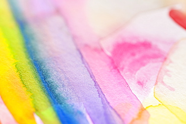 Close-up of watercolor rainbow