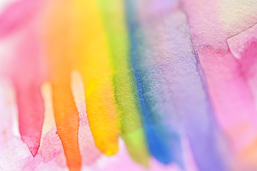 Close-up of watercolor rainbow