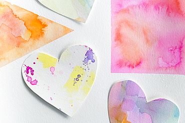 Studio shot of colorful paper hearts