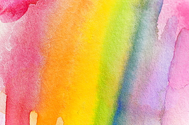 Close-up of watercolor rainbow