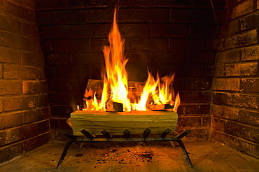 Flame in fireplace