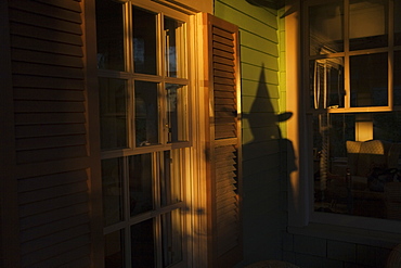 Shadow of witch on house, at Halloween, Norfolk, Virginia, USA