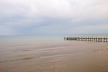 View of sea and pier, Kep, Cambodia