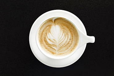 Coffee, latte, overhead view, close-up