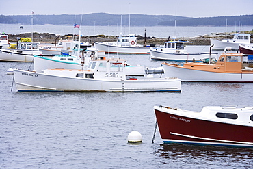 Lobster boats in a Maine harbor