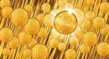 Golden bitcoins, cgi