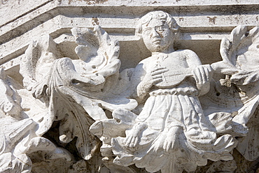 Column sculpture on Doges' Palace Venice Italy