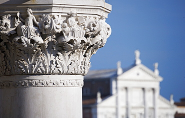 Column of the Doges'  Palace with Church of Saint Giorgio Maggiore  Venice Italy