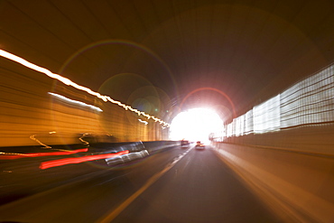 Traffic in highway tunnel