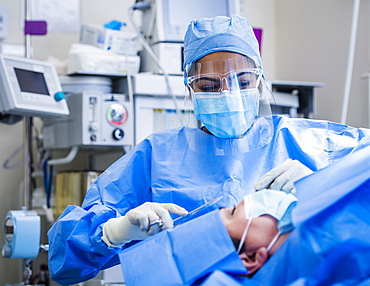 Doctor and patient during surgery