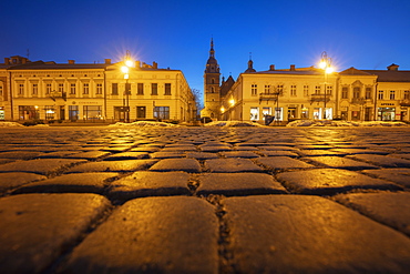 Poland, Lesser Poland, Nowy Sacz, Cobblestone on town square