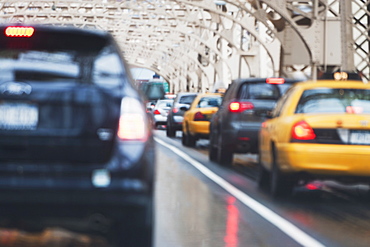 Cars in traffic jam, USA, New York State, New York City