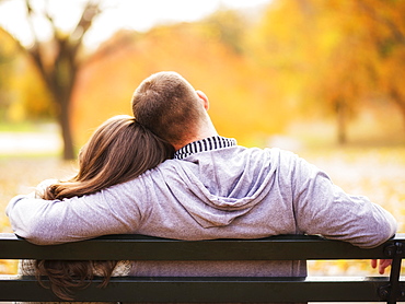 Rear view of couple in Central Park, USA, New York State, New York City