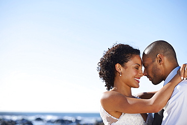 Portrait of newlywed couple