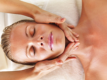 Woman relaxing in spa