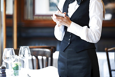 Young waitress taking order