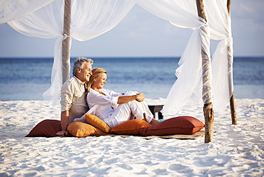 Portrait of couple on beach, Thailand 