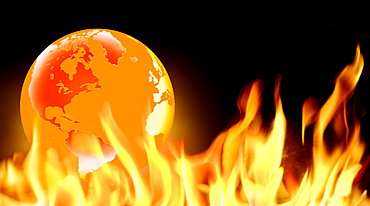 Globe in flames