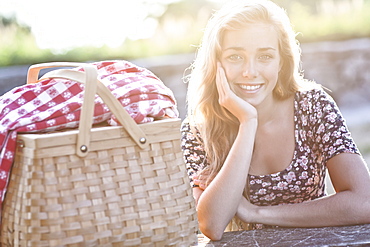 Outdoor portrait of happy teenage girl (16-17) 