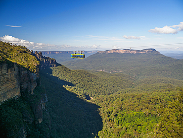 Cable car in Blue Mountains on sunny day