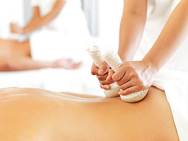 Woman getting massage in spa