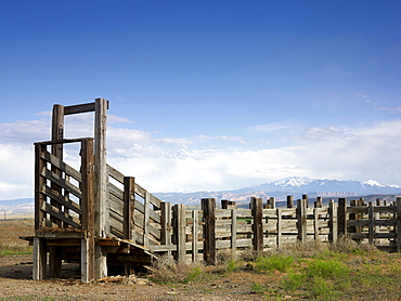 USA, Utah, Wooden fence on ranch