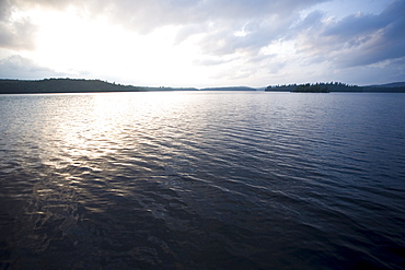 USA, New York State, View of Adirondack Mountains over Upper Saranac Lake