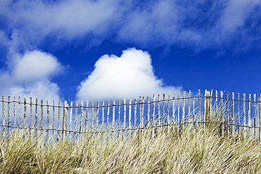 France, Picket fence, grasses and blue sky