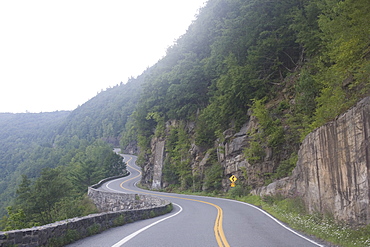 Winding road through mountains