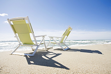 Beach chairs by the ocean