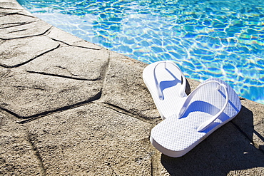 Flip flops by the pool