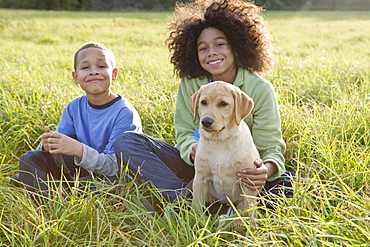 Children and dog