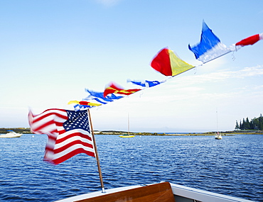 A boat with an American flag